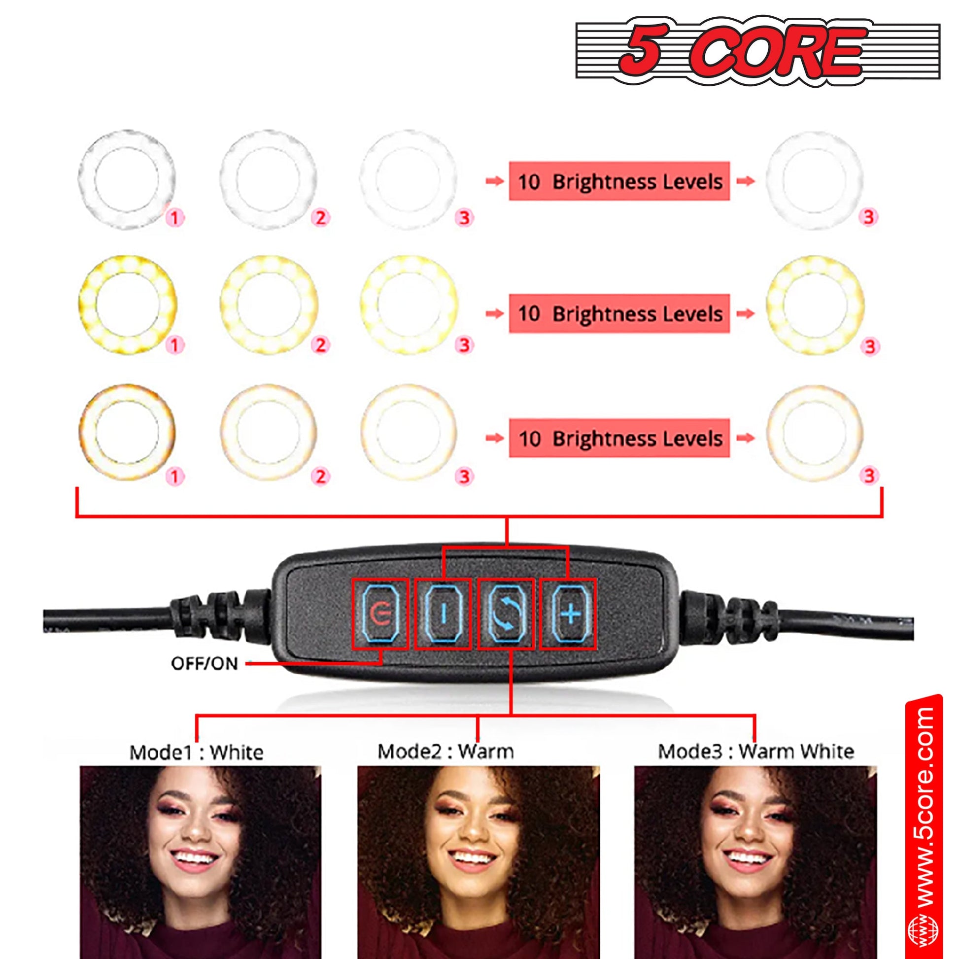 5 Core 12" Selfie LED Circle Light with 67" Adjustable Tripod Stand & Phone Holder-3